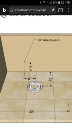 an image of a bathroom with measurements for the shower and sink area on the right side