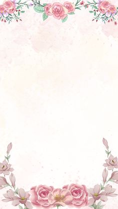 pink roses and leaves on a white background with space for text or image in the center