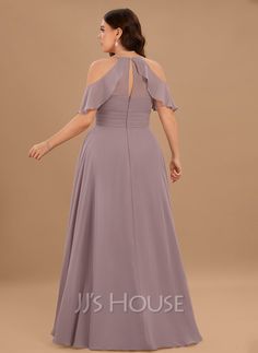 a - line / princess one - shoulder floor - length chiffon bridesmaid dress with ruffle