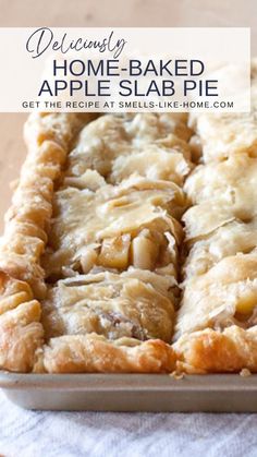 homemade baked apple slab pie in a baking pan