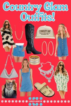 Looking for cute country glam outfits or summer country concert outfit ideas?!  Build a cute country concert fit with any of these adorable pieces!!  Shop these country summer outfits here! Country Summer Outfits