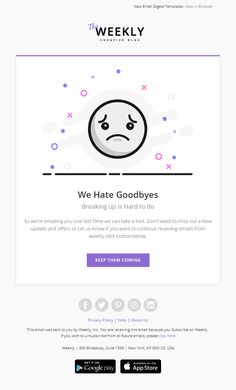 the web page for we hate goodbyes, which features an emoticive smiley face