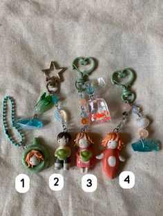 several charms are shown on a sheet with numbers in the bottom right corner and below them