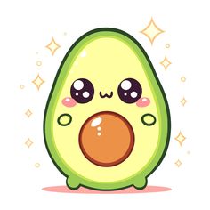 an avocado with eyes and nose