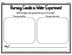 the burning candle in water experiment worksheet for students to practice their writing skills