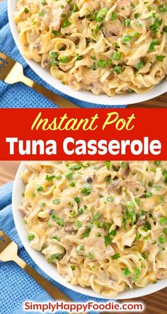 instant pot tuna casserole in a white bowl