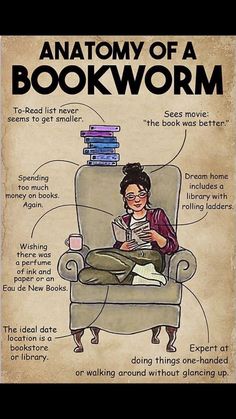 the anatomy of a bookworm sitting in a chair