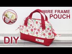 a red and white bag with flowers on it