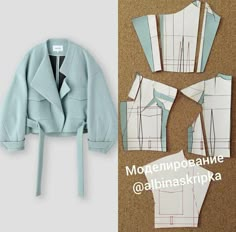 the sewing pattern is cut out and ready to be sewn into an unbuttoned jacket