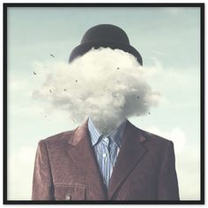 a man in a suit with a cloud over his head