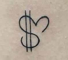 a tattoo with a dollar sign in the shape of a heart