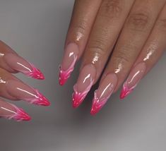 Almond Acrylic Nails Designs, Nail Goals, Pink Ombre Nails, Summery Nails, Classy Acrylic Nails, Short Square Acrylic Nails