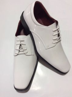 Men's Dress Shoes AMALI OXFORD WHITE sz 15 Faux patent leather Solid Smooth New White Wedding Shoes Men, White Mens Dress Shoes, Boys White Shoes, White Dress Shoes Men, Groom Wedding Shoes, Men's Wedding Shoes, Rugged Boots, Men's Dress Shoes, White Leather Shoes