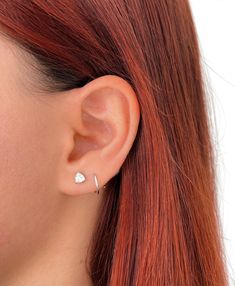 "Double spiral ear piercing, Sterling Silver double hole earring with bright cubic zirconia, wrap earring, huggie earrings You need two earlobe piercings to wear this earring. 👉🏼Details: ♥ Material: High-Quality Solid 925 Sterling Silver. ♥ Finish: Silver and Gold plated Silver. ♥ Hypoallergenic, suitable for sensitive ears. ♥ Nickel-free and lead-free. ♥ Sold as a single earring or as a pair. 📏 Dimensions: ♥ Spiral length: 10mm // 0.40\" ♥ Thickness // Gauge: 0.8 mm // 20G ♥ Cubic Zirconia: Dainty Internally Threaded Huggie Earrings, Everyday White Huggie Cartilage Earrings, Everyday Cubic Zirconia Cartilage Single Earring, Sterling Silver Huggie Piercings, Dainty Huggie Cartilage Earrings, Everyday Cubic Zirconia Cartilage Earrings, Internally Threaded Cubic Zirconia Huggie Earrings, Dainty Huggie Ear Climbers For Pierced Ears, Double Earlobe Piercing