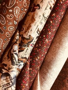 many different types of fabric are lined up together