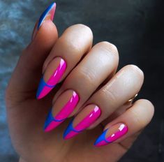 Duo Nails, Pink And Blue Nails, Nails Lavender, Hottest Nail Trends, Soft Gradient, Sassy Nails, Fancy Nails Designs, Glam Nails, Fall Nail Colors