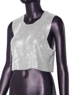 Rhinestone crop top. One size top fits most sizes as it has adjustable chains on back. Embellished Crop Top For Night Out, Embellished Cropped Top For Night Out, Chic Embellished Cropped Crop Top, Crystal Embellished Tops For Night Out In Summer, Chic Embellished Crop Top For Club, Sleeveless Rhinestones Crop Top For Evening, Sleeveless Evening Crop Top With Rhinestones, Sleeveless Rhinestone Evening Crop Top, Glamorous Cropped Embellished Tops