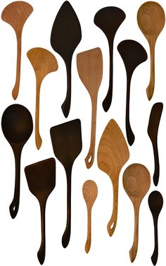 several wooden spoons with different shapes and sizes