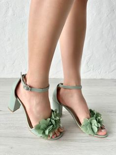 Green Bride Heels With Tulle Ribbon, Low Heels Wedding Shoes, Boho Wedding Shoes, Green Shoes for Bride, Wedding Shoes for Women - Etsy Spring Wedding Guest Sandals With Round Toe, Spring Prom Block Heels With Round Toe, Spring Wedding Ankle Strap Block Heels, Spring Wedding Open Toe Block Heels, Spring Wedding Guest High Heel Block Heels, Low Heel Block Heels For Spring Wedding, Round Toe Sandals For Spring Wedding, Spring Wedding Shoes With 4-inch Block Heel, Low Heel Heels For Prom In Spring