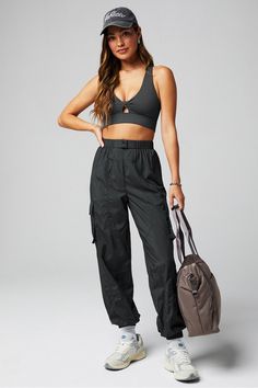 Cultivate 2-Piece Set Fabletics black female Activewear >> Womens >> Outfits regular Loose Active Wear Outfits, Fitness Gear For Women, Athletic Sets Women, Athletic Streetwear Women, Crossfit Outfits For Women, Boho Workout Outfit, Dance Class Outfit Casual, Edgy Workout Outfits, Pilates Instructor Outfit