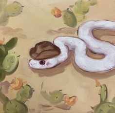 a painting of a white snake in the desert