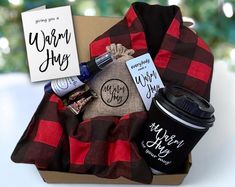 the coffee gift box is packed with goodies and an empty card for someone to give