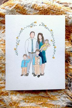 a family portrait is shown on a piece of paper