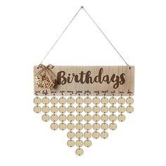 a wooden sign that says birthdays hanging on a wall