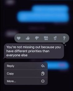 two texts that are being shared on the same cell phone, one is saying you're not missing out because you have different profiles than everyone else