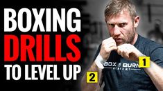 a man is boxing drills to level up his arm muscles with the words boxing drills to level up on it