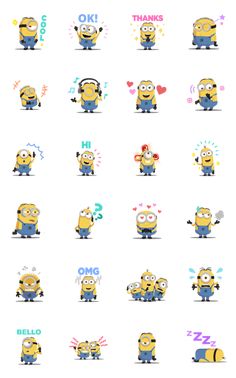 the minion stickers are all different sizes and colors