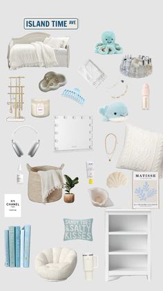 an assortment of items are arranged in the shape of a collage on a white background