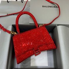 Balen Hourglass Small Handbag In Red Red Versace, Red Luxury, Balenciaga Bag, Luxury Bag, Tasmania, Small Handbags, Bago, Real Photos, New Bag