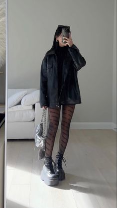 tiktok: hope.cee Going Out Outfits Japan, Japan Clubbing Outfit, Gothic Chic Outfit, Korean Clubbing Outfit, Dark Korean Fashion, Hope Cee Outfits, Formal Grunge Outfits, Club Outfit Winter, Dark Grunge Outfits