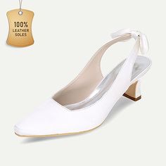 Category:Wedding Shoes; Upper Materials:Satin; Lining Materials:Leather; Embellishment:Bowknot; Heel Type:Slingback Heel; Gender:Women's; Toe Shape:Pointed Toe; Type:Bridal Shoes; Style:Minimalism; Heel Height(inch):2-3; Outsole Materials:Satin,100% Leather; Closure Type:Elastic Band; Brand:TS; Shipping Weight:0.590; Production mode:Self-produce; 2024 Trends:Plus Size; Foot Length:; Foot Width:null; Size chart date source:Provided by Supplier.; US Size:null; UK Size:14.5; EU Size:50; Heel Height:Low Heel Chic Bow Slingback Pumps For Wedding, Summer Wedding Slingback Shoes, Elegant Slingback Pumps With Padded Heel For Wedding, Elegant Wedding Slingback Pumps With Padded Heel, Spring Wedding Slingback Pumps With Bow, Elegant White Slingback Pumps With Bow, Wedding Slingback Pumps With Wrapped Heel And Pointed Toe, Wedding Slingback Pumps With Padded Heel And Ankle Strap, Summer Wedding Slingback Pumps With Padded Heel