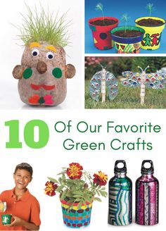 the top ten crafts for kids to make with their favorite plants and flowers are featured in this