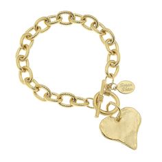 Susan Shaw Heart Toggle Bracelet Susan Shaw, Gold Girl, Charm Chain, Gold Charm Bracelet, Handcrafted Artisan Jewelry, Toggle Bracelet, San Antonio Tx, Girly Jewelry