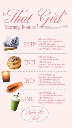 morning routines To Do Planner, Glow Up Tips, Intj, Fruit Smoothies, Tai Chi, Smoothie Bowl