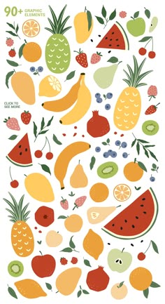 an illustrated poster with fruits and berries on it