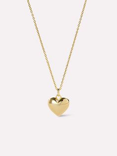 Gold Heart Necklace - Lev Small Boyfriend Necklace, Gold Locket Necklace, Heart Locket Necklace, Gold Heart Necklace, Jewelry Essentials, Puffy Heart, I Love Jewelry, Heart Locket, Jewelry Inspo