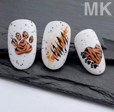 Tiger Nails, Cat Nail Art, Fruit Nail Art, Unghie Nail Art, Art Deco Nails, Rose Nail Art