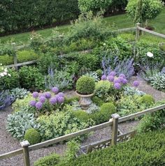 a garden filled with lots of different types of flowers and plants growing in the middle of it