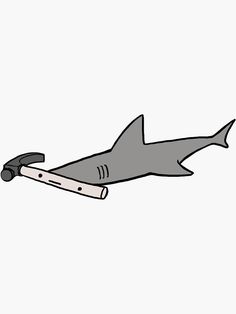 a drawing of a shark with a hammer in it's mouth