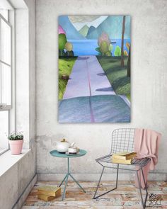 Vancouver Road Paintings Coast Landscape, Road Painting, Spring Drive, Selling Artwork, Tree Painting, Room Lights, Pacific Northwest, Floating Frame, Pastel Colors