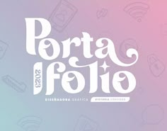 the logo for porta foto is shown in white on a pastel background