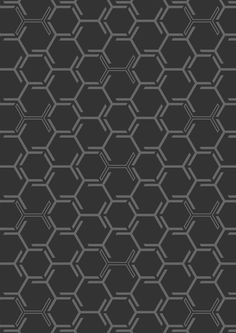 an abstract black and white pattern with hexagonal shapes in the middle, on a dark background