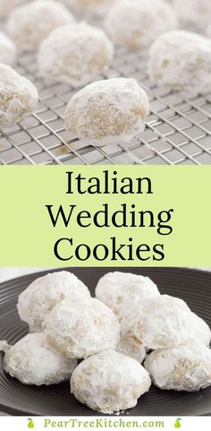 italian wedding cookies on a cooling rack with the words, how to make italian wedding cookies