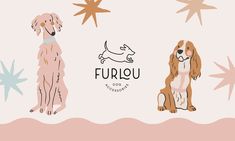 two dogs sitting next to each other in front of star shaped stars and the words furlou