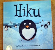 an image of a penguin with penguins in the background that says hikiu on it