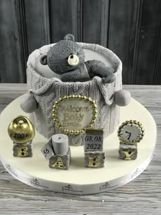 there is a cake that has been made to look like a baby's first birthday